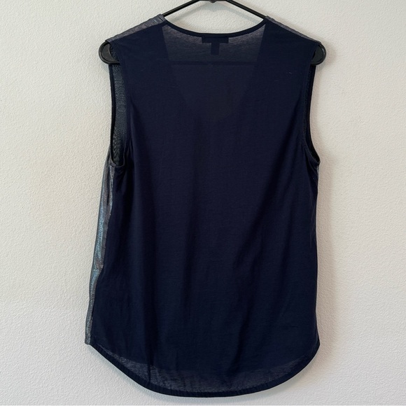J.Crew Metallic Front Silk Blend Curved Hem Scoop Neck Blue Sleeveless Top Small - Picture 8 of 14